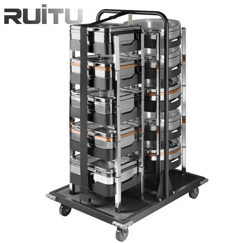 Catering Buffet Euiquipment Hotel Restaurant Chaffing Dises Food Warmer Chafer Stacking Stainless Steel Stackable Chafing Dish Trolley