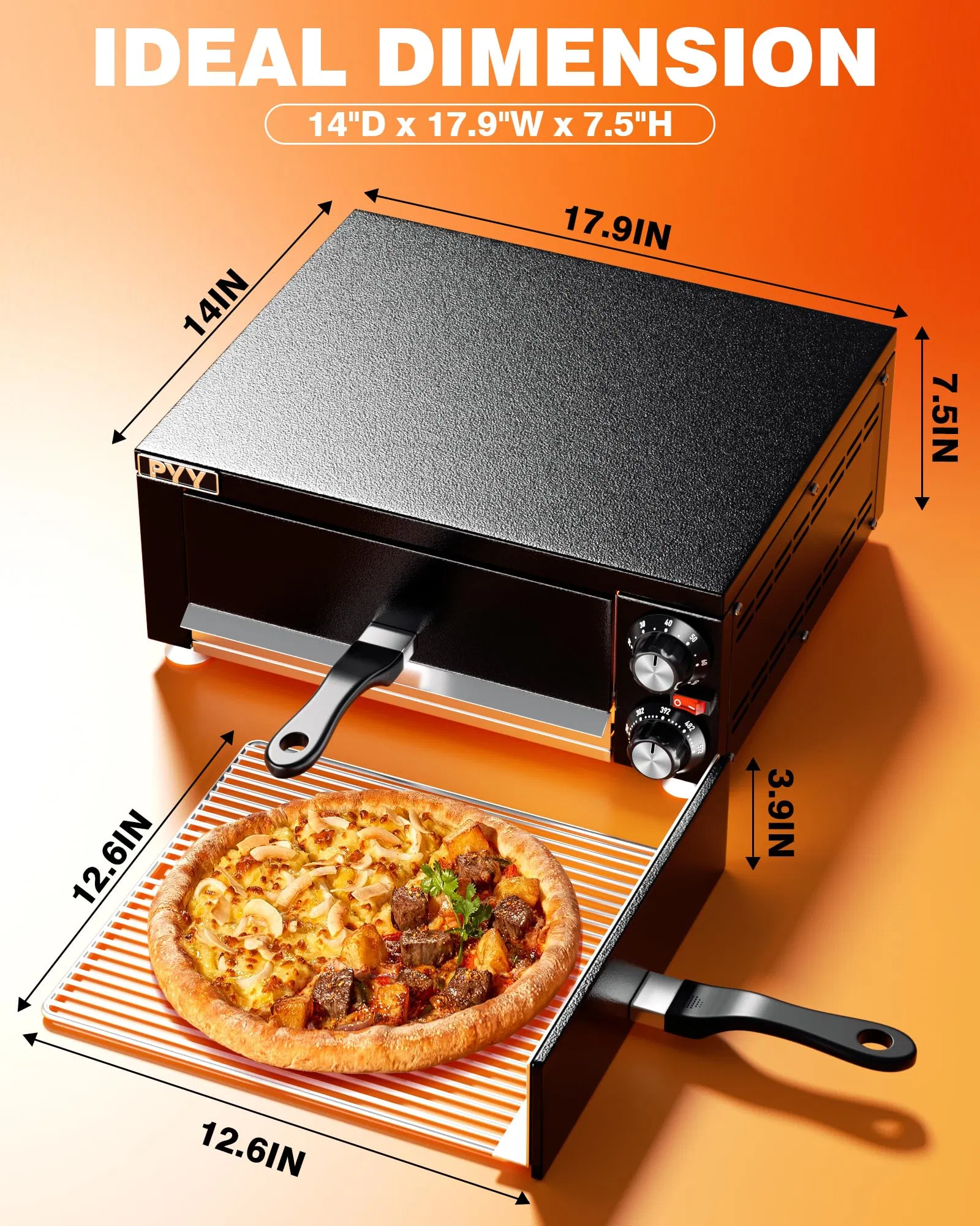 Indoor Electric Countertop Commercial Crumb Tray Stainless Steel Pizza Oven