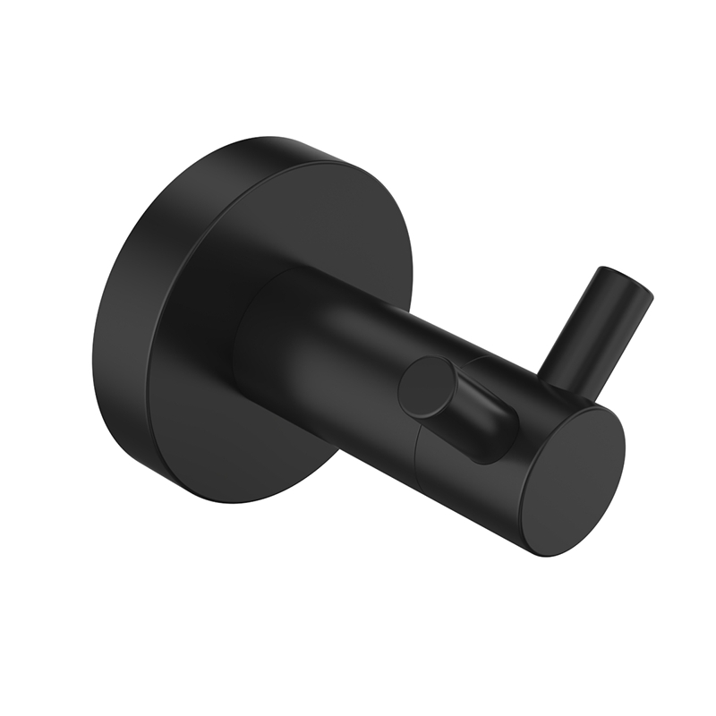 Крючок для полотенец матовый черный, двойной, из нержавеющей стали