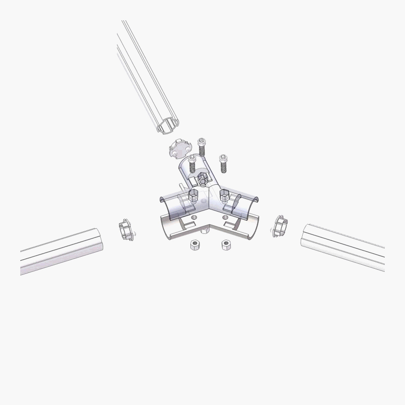 China Manufacturer RoHS ODM OEM 1139 Y-Shaped Fastener D28 Hardware for Aluminum Tube and Aluminium Profile and Workbench Line