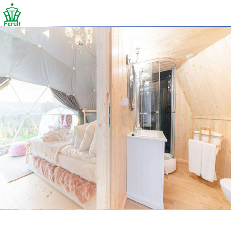 2-3 People Fire Proof Igloo Tent Glamping Steel Dome House 6m 8m with Bathroom