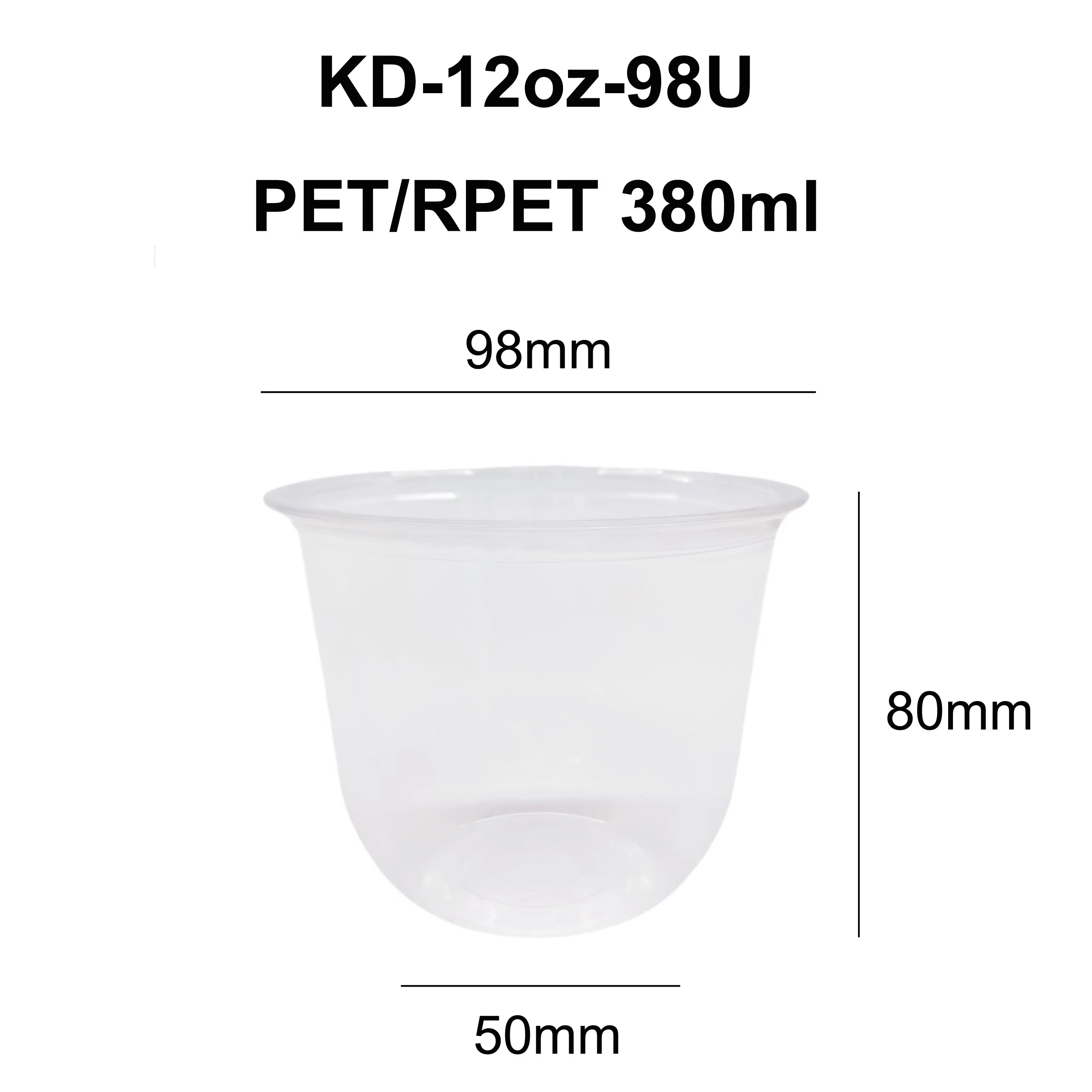Одноразовый пластиковый стакан 12oz U-образный, без BPA