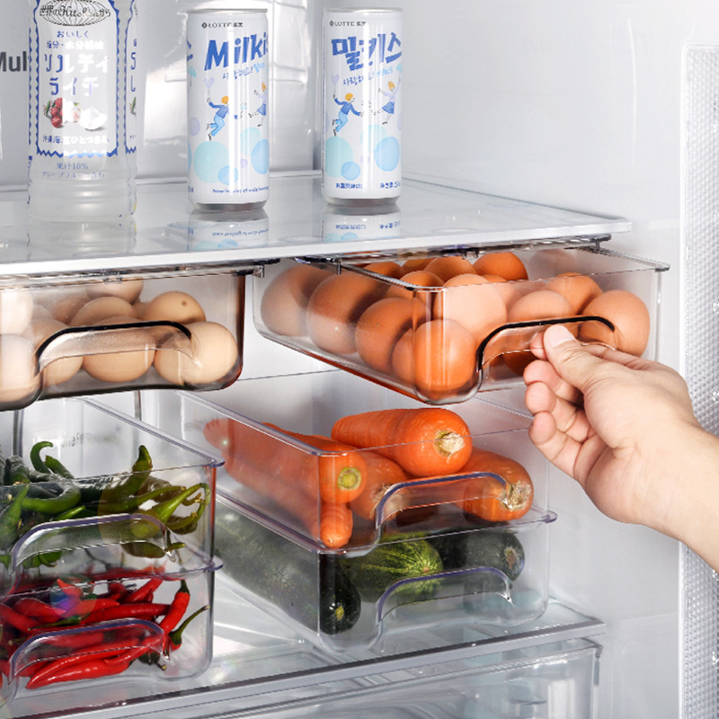 Plastic Stackable Freezer Food Storage Bin Box with Organizer for Fruit, Jars, Packets, Snacks, Pasta