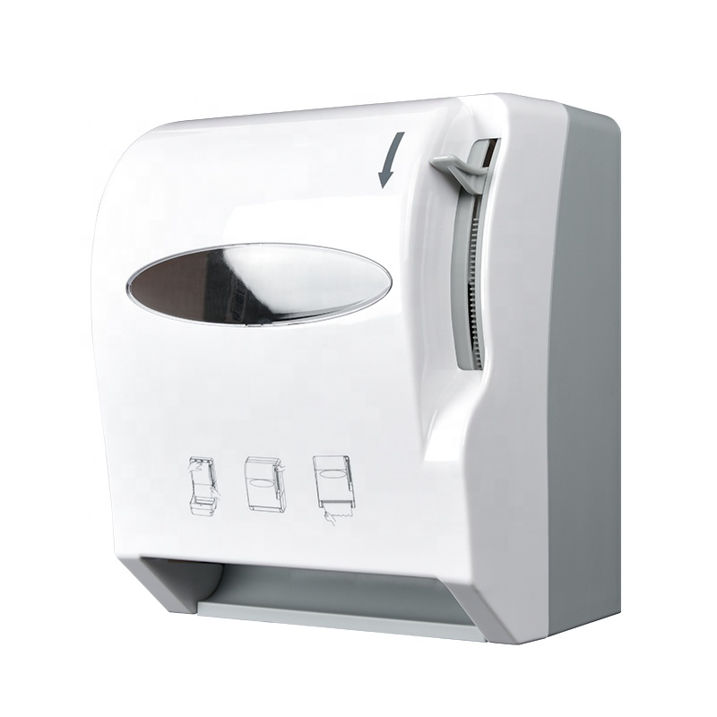 Commercial Bathroom-Fittings-Accessories Wall Mounte Plastic Lever Operated Hand Paper Towel Roll Dispenser Paper Holder Toilet Roll Tissue Holder