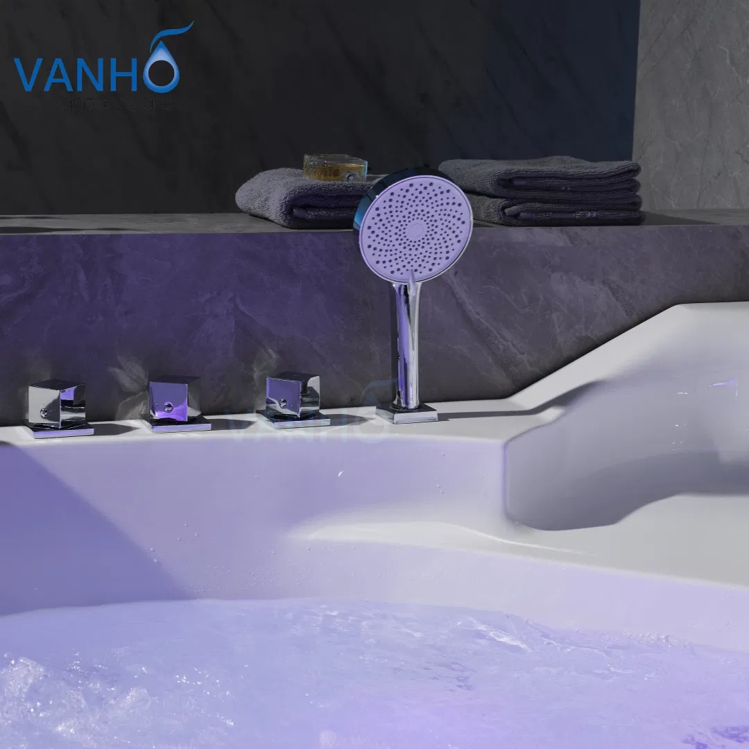 Угловая акриловая ванна с гидромассажем и стеклом