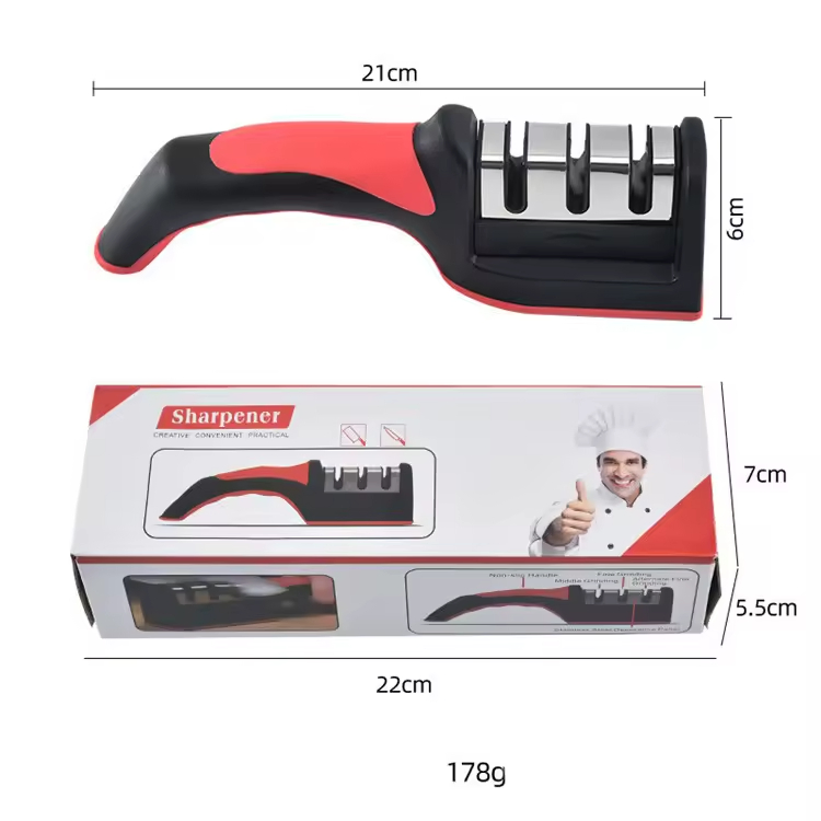 Professional Sharpening Tool Fast Sharpening Knife Scissors Tool Three-Stage Manual Household Knife Sharpener