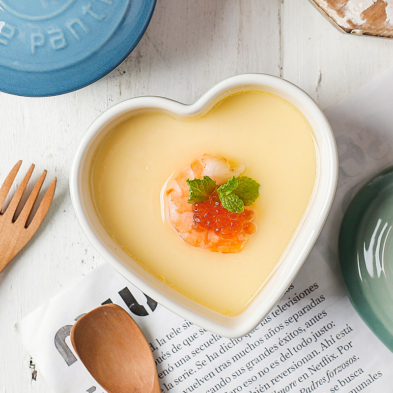 Double Ear Soup Bowl Heat Resistant Mini Round Ceramic Baking Bowl with Lid