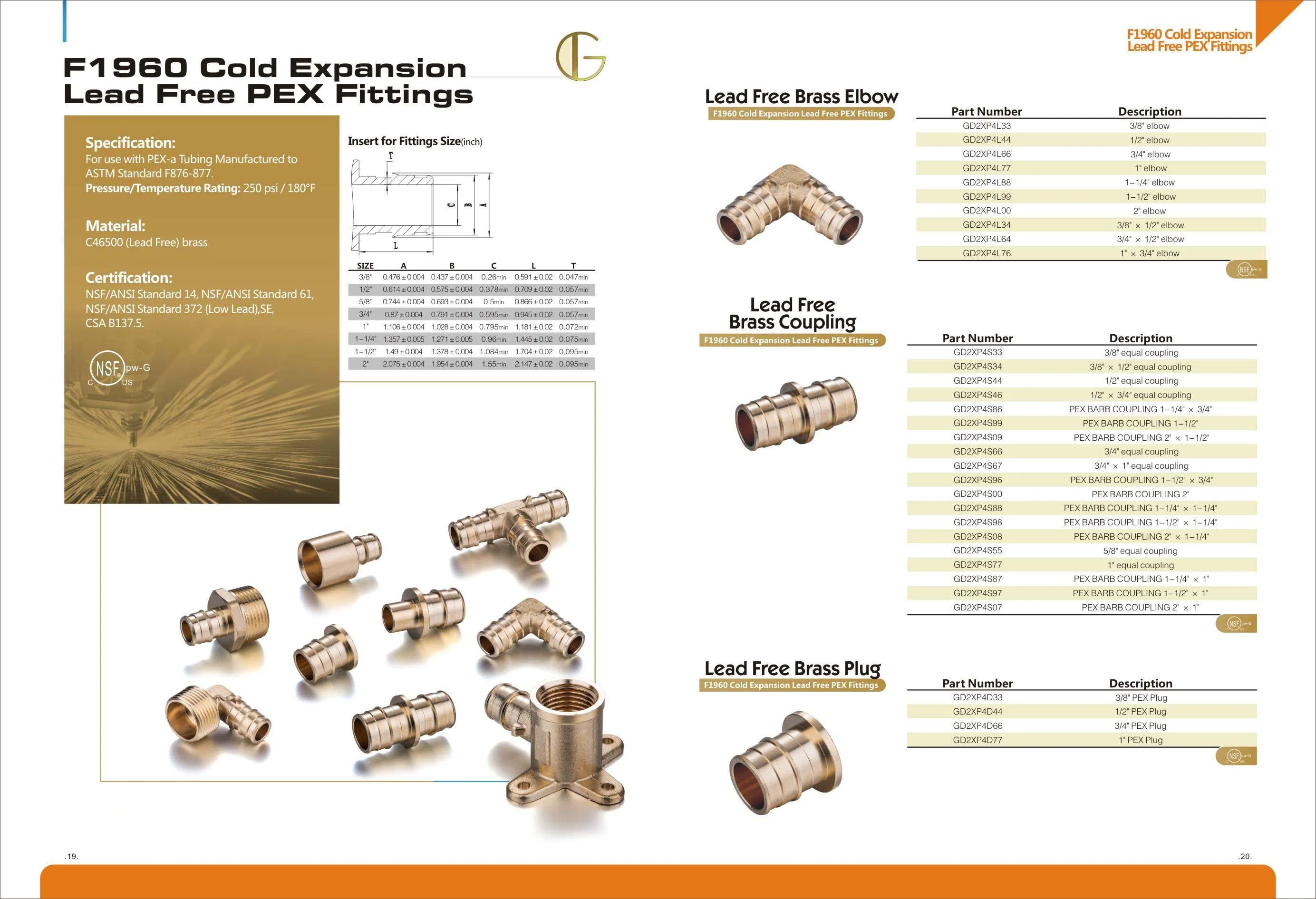Lead Free Brass Crimp Pex Fittings 1/2 Inch Female Drop Ear Elbow 90 Degree 1/2 Inch Female Thread Plumbing Fitting