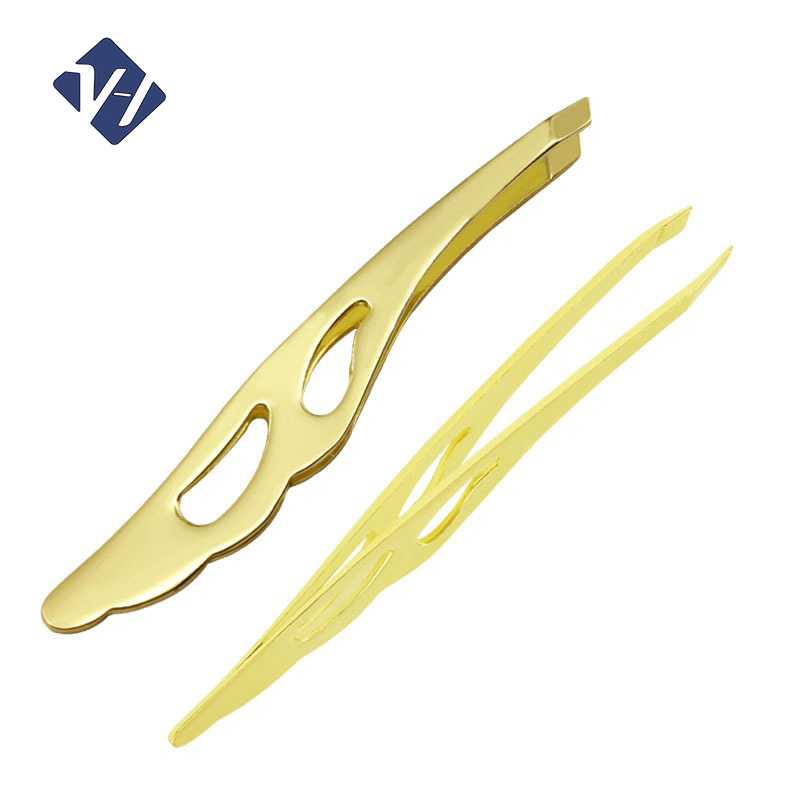 Coated Stainless Steel Wholesale Custom Tip Slanted Eyebrow Tweezers Set with Case