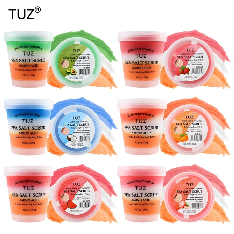 6 Styles 280g Amino Acid 3-Color Sea Salt Scrub