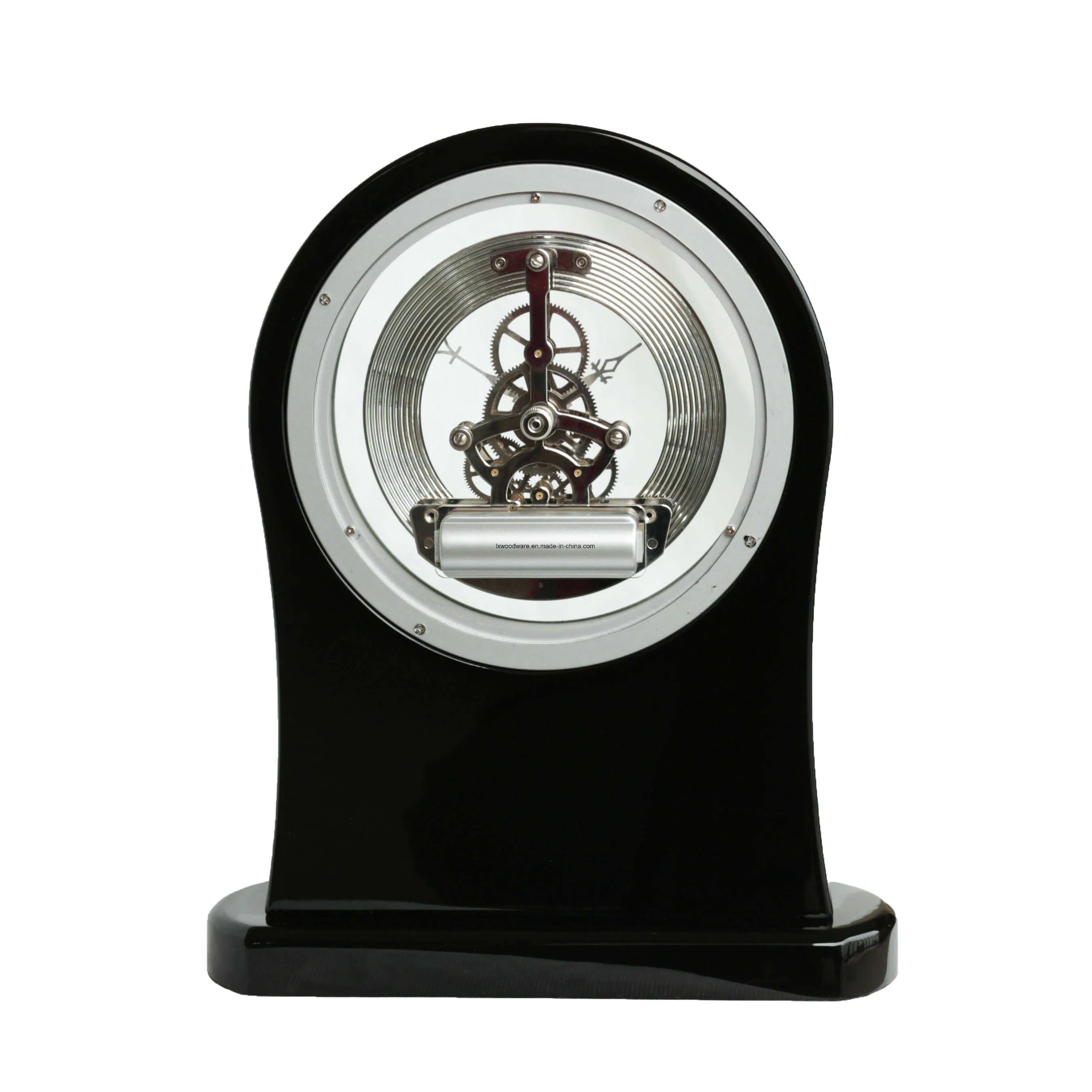 Luxury Rosewood High Gloss Finish Wooden Desk & Table Decoration Clock with Skeleton Movement