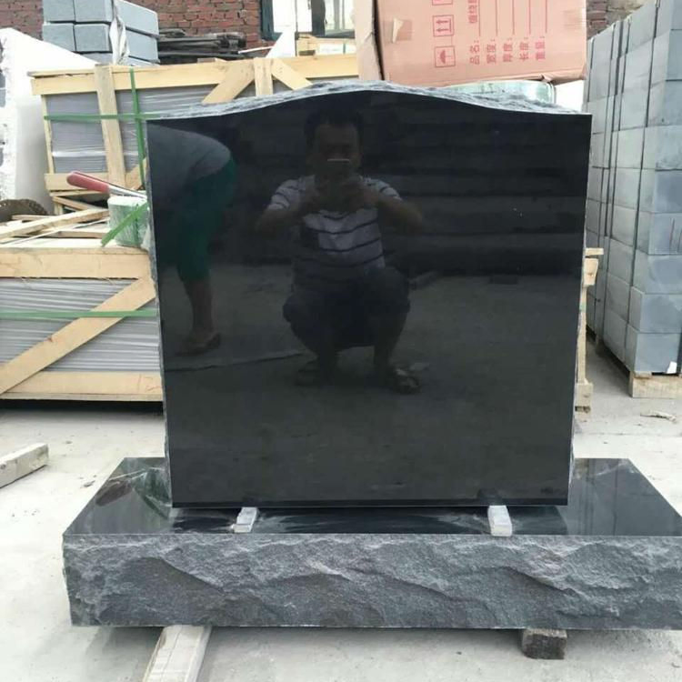Durable Chinese Pure Black Granite Headstone Funeraire Monument