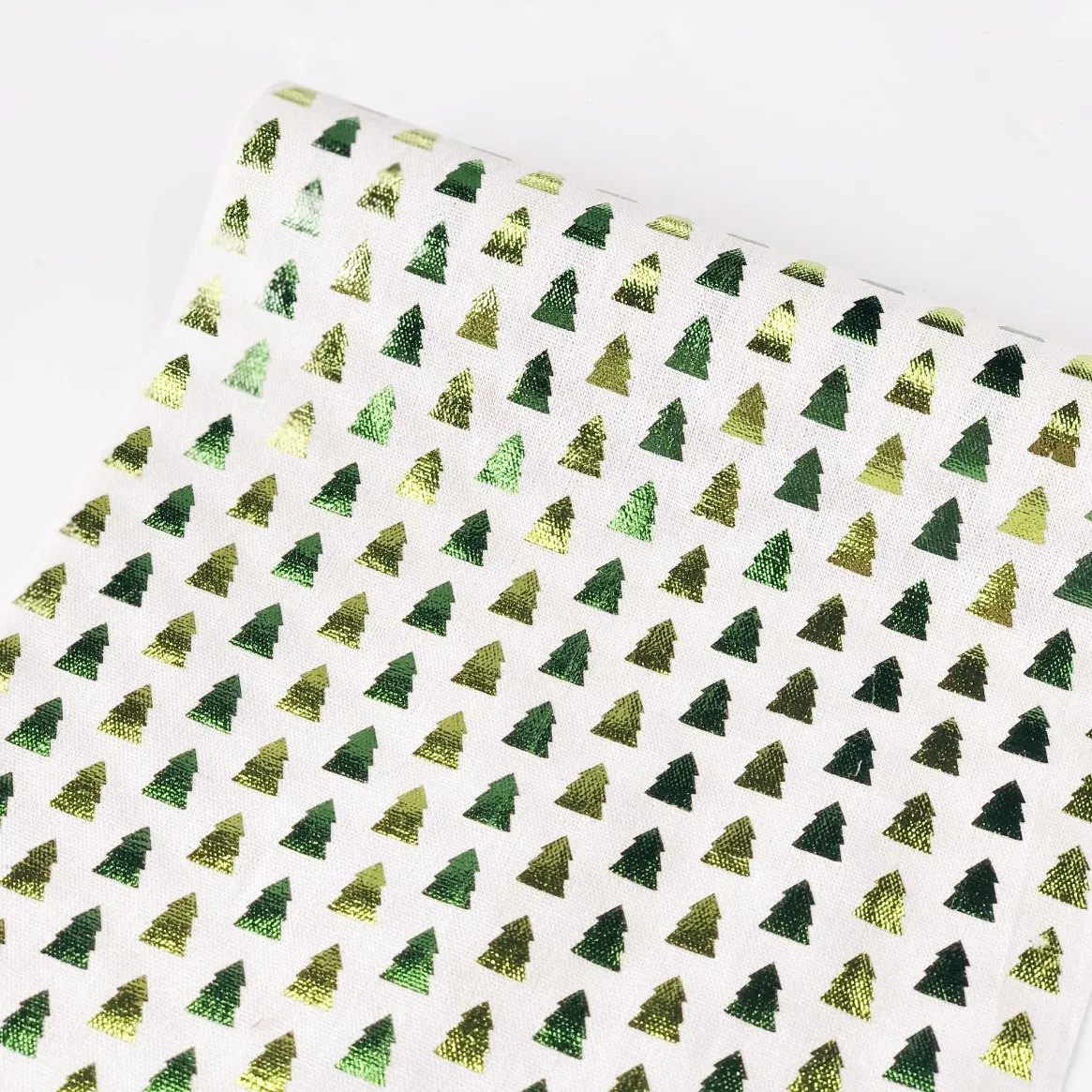 Polyester and Cotton Fabrics Metallic Shinning Printed Christmas Tree Home Party Decoration Linen Textile Rolls for Table Cloth Table Runner