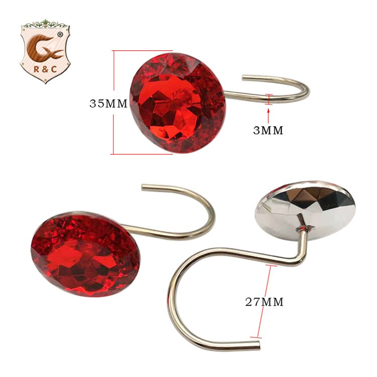 Wholesale Rust Proof Stainless Steel Acrylic Crystal Shower Curtain Hook