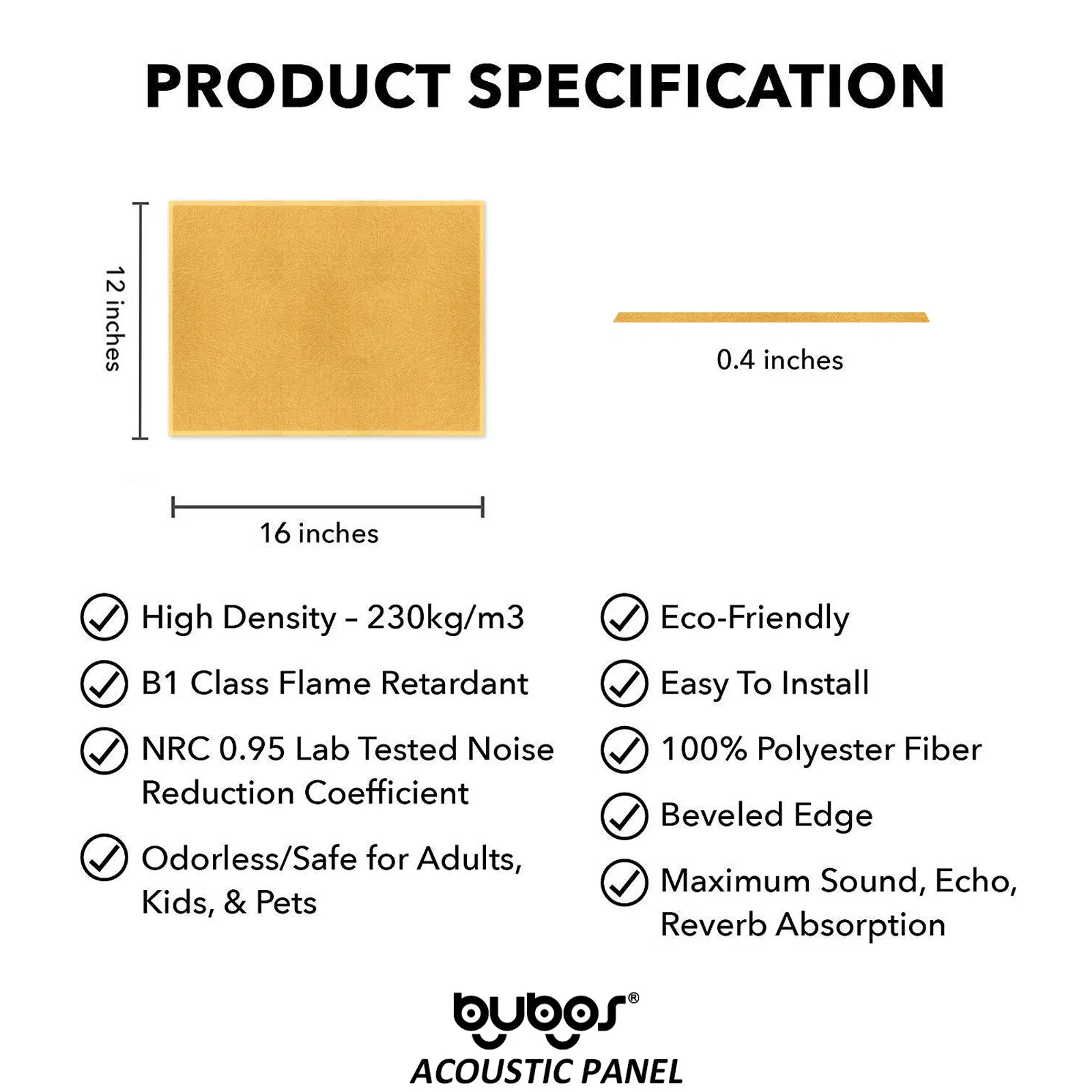 Bubos Eco Acoustic Solution 100% Recycle Polyester Fiber Pet Felt Acoustic Panels Sound Absorption Acoustical Panels
