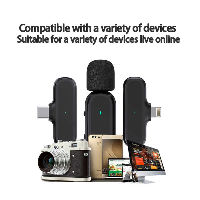 Professional Noise Cancelling Wireless Lavalier Microphone with Charging Case