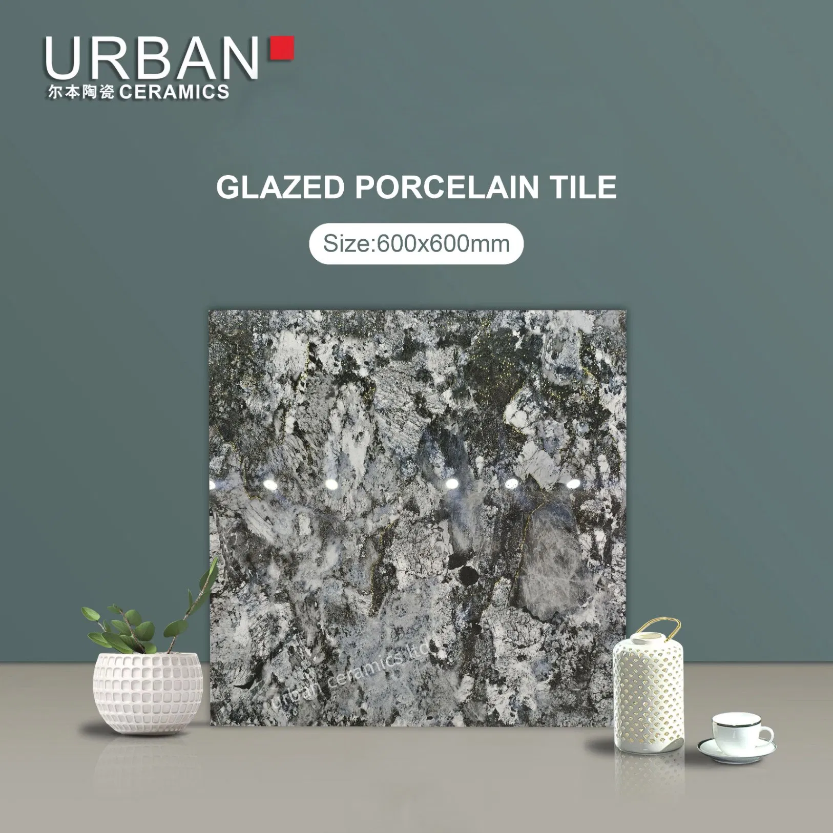 Fashion Office Subway Bedroom Golden Silver Glazed 600X600 Ceramic Porcelain Floor Tile