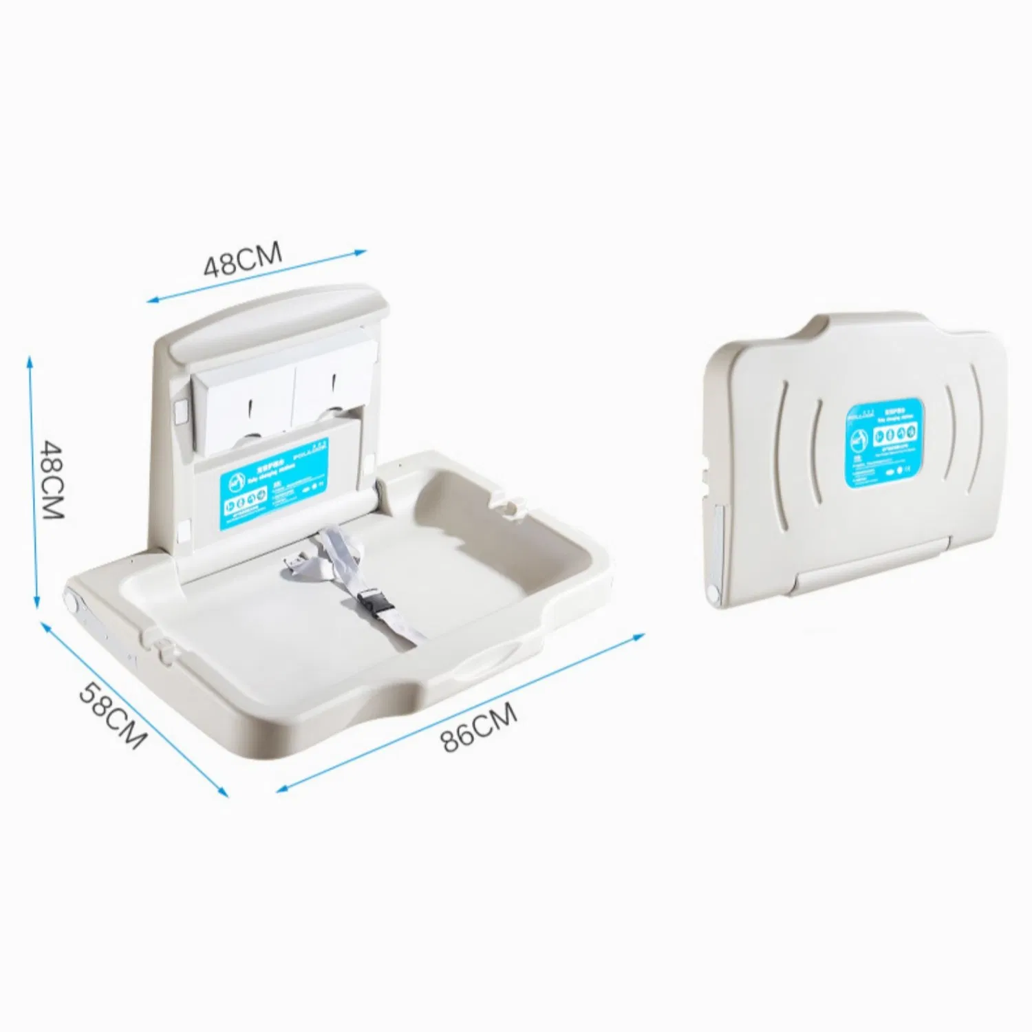 Wall Monted Baby Changing Station with Liner Dispenser and Safety Belt