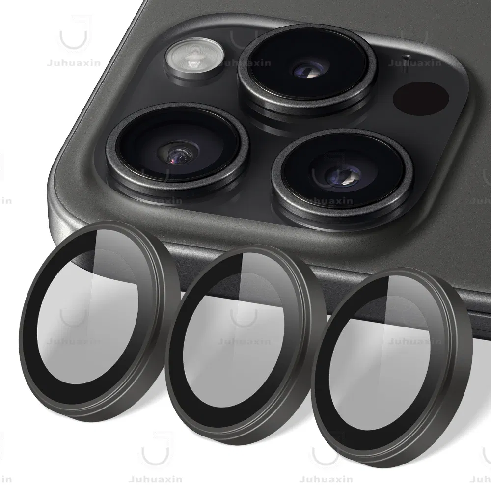 2026 Wholesale OEM Electroplatear+Af Glass Metal Ring Lens Protective Film for iPhone 15 14 13 12 11 PRO Max Metal Cover Lens Protection