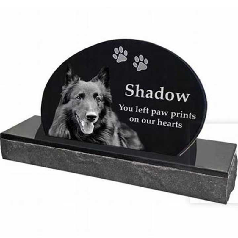 Laser Etching Cat Dog Headstone Pet Monuments Black Granite Headstone