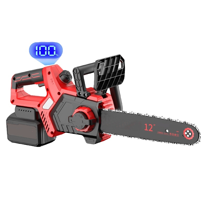 12inch Lithium Battery Cordless Chain Saw Top Handle Chainsaw with Electric Brake Auto Oiling LCD Display Chainsaw Wood Cutting