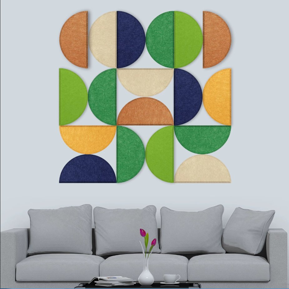 Custom Semi Circle Shape Self-Adhesive Sound Absorbing Polyester Acoustic Panel Decorative Pet Felt Panel