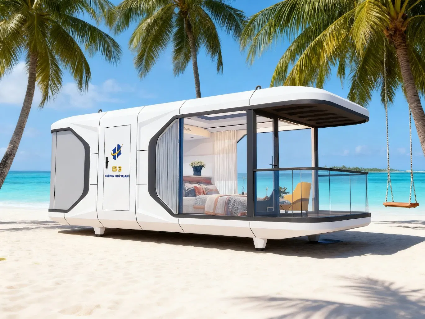 2 Bed Room Luxury Prefabricated House Fully Equipped High Capacity Tiny House Capsule House