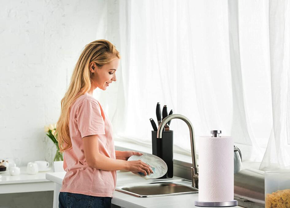 Stainless Steel Paper Towel Holder with Base Vertical Design