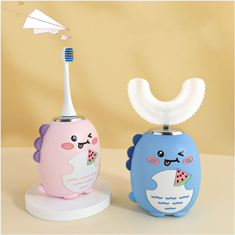 OEM 3 Modes 360 Degrees Silicone Tooth Brush Children U Shape Cartoon Kids Electric Toothbrush