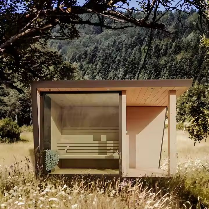 Большая уличная сауна из красного кедра на 4-8 человек