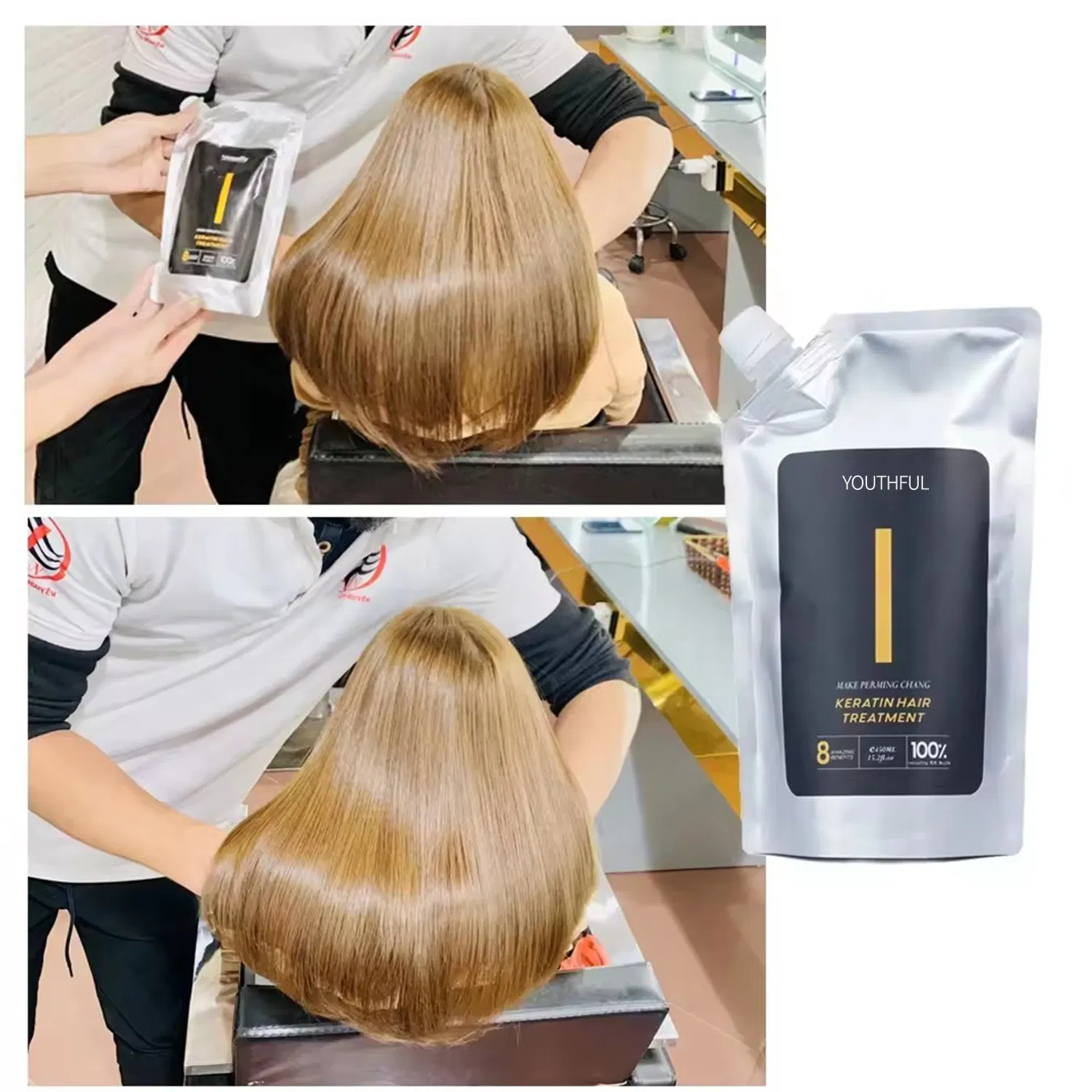 Smoothing Shiny Anti Frizz Treatment Keratin Hair Straightener Cream