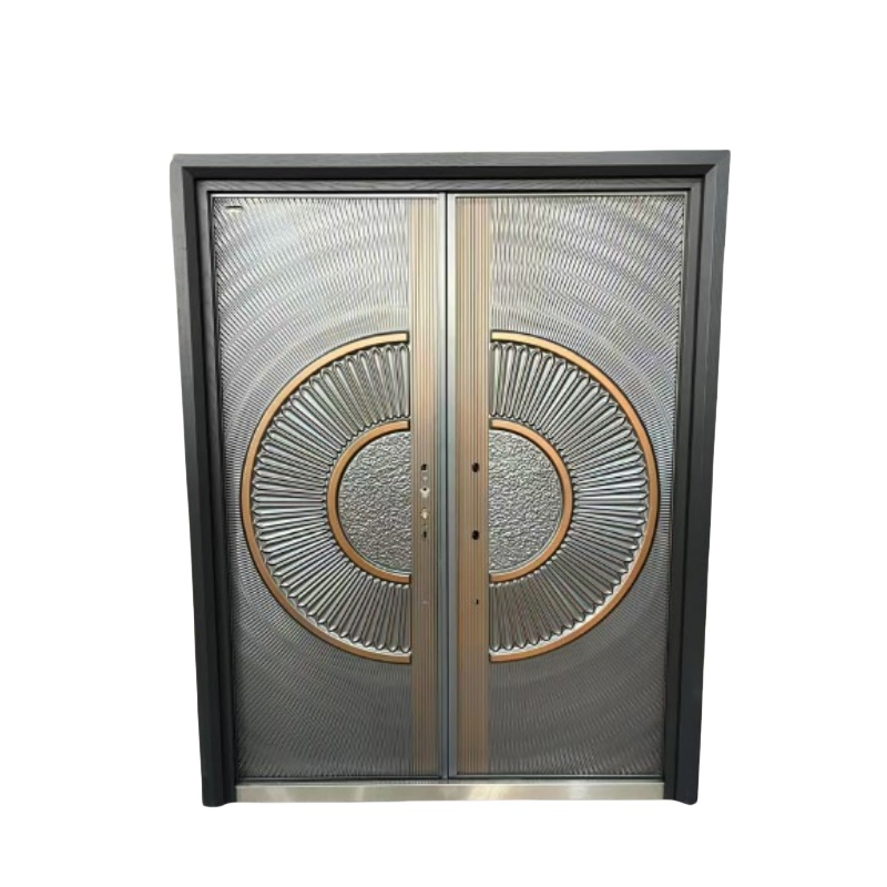 Wooden Sliding Aluminium Smart Lock Security Steel Door