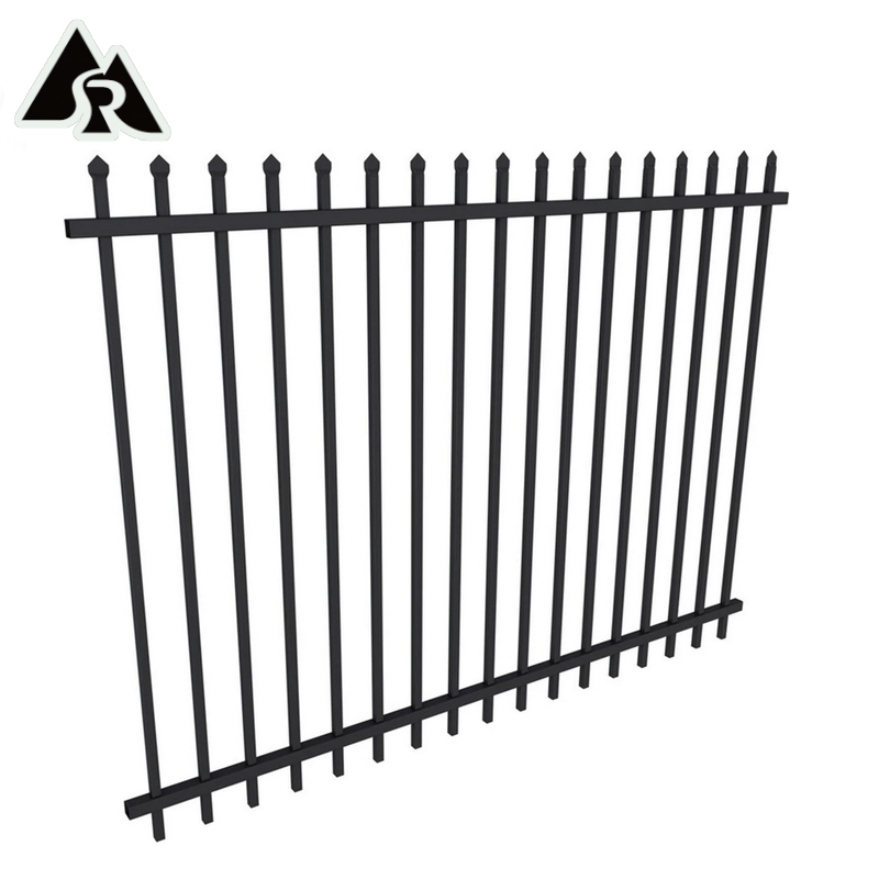 Security Black Metal Steel Picket Fence Outdoor Garden Galvanized Steel Fence Panels