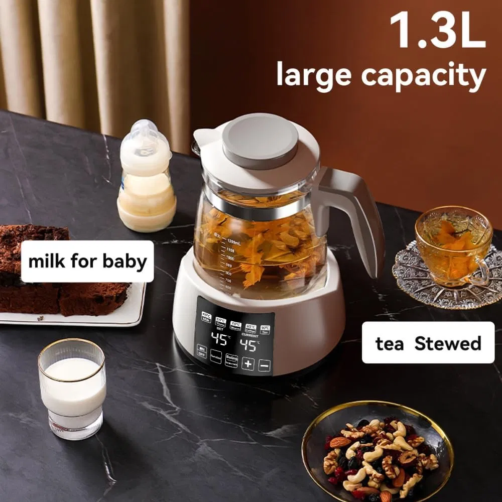 Multifunctional Health-Preserving Keep Warm Function 1.3L Capacity Glass Electric Kettle