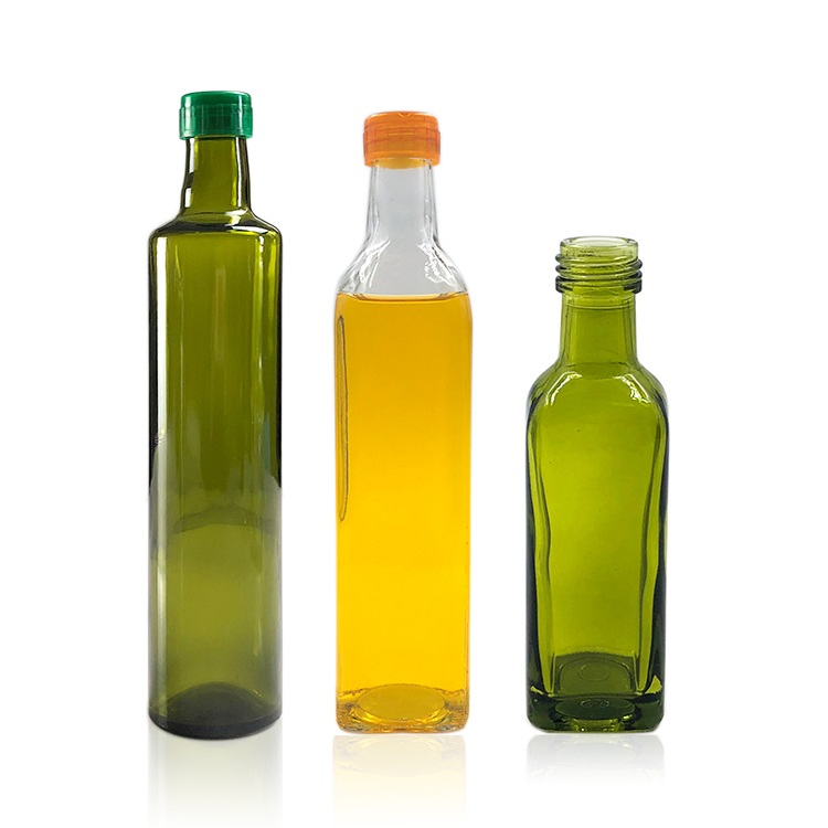 Sale Marasca Green Square Cooking Edible Glass Olive Oil Bottle 100ml 250ml 500ml 750ml 1L