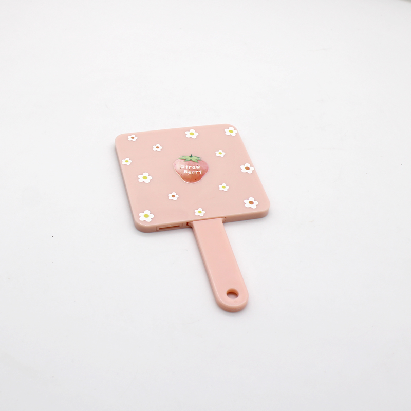 Handle Makeup Cosmetic Mirror with Hair Brush