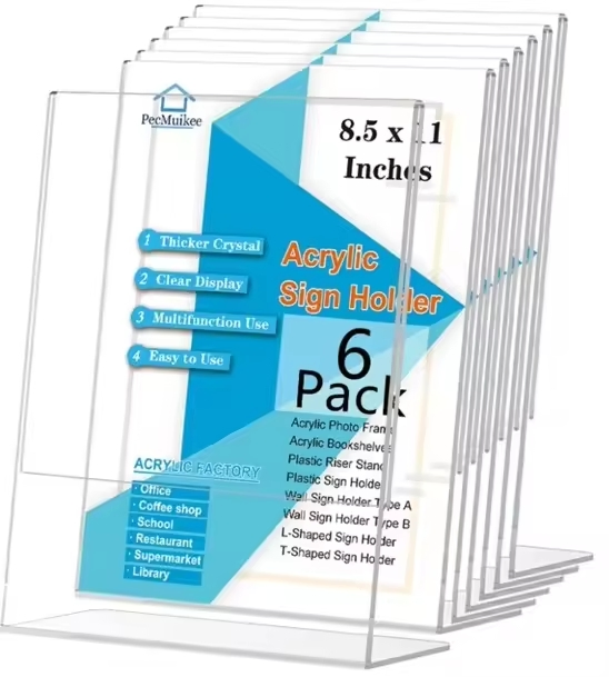 Wholesale High Quality Acrylic Sign Holder 8.5*11 Lshape