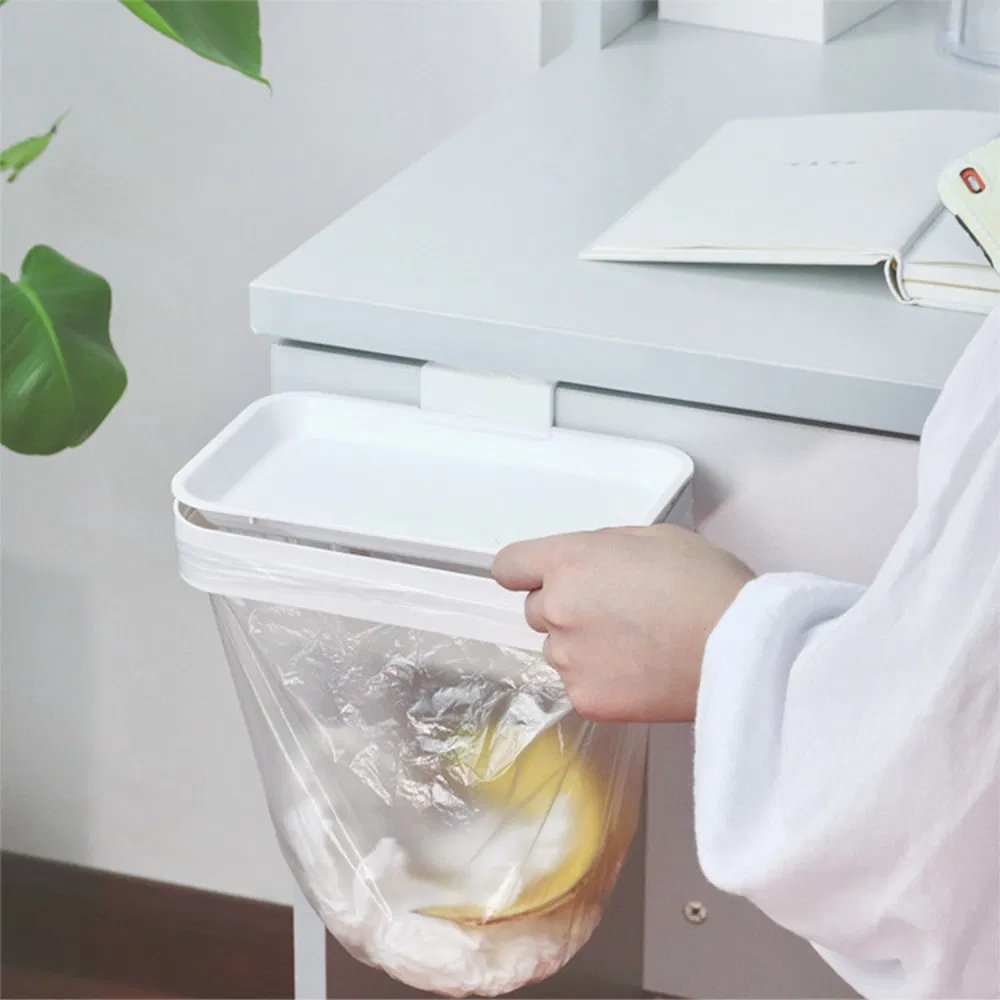 Hanging Trash Rack with Lid Rubbish Basket Garbage Bag Holder Esg23209