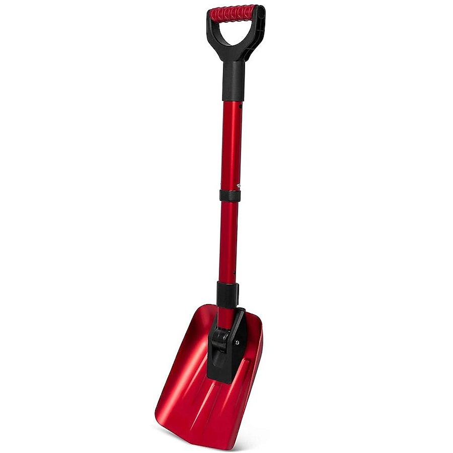 34" Folding Emergency Snow Shovel for Car Lightweight Aluminum Material Adjustable Length D Shape Handle Portable Sbow Shovel