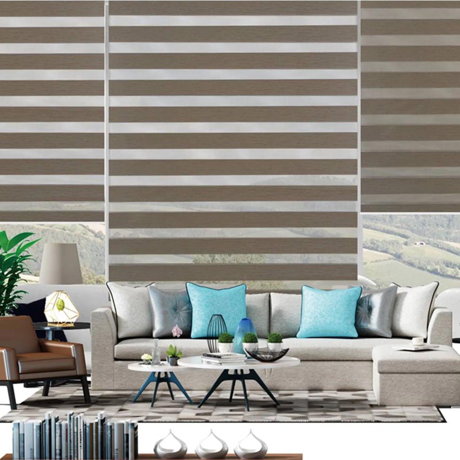 Easy to Install Intelligent Control Zebra Blinds for Bedrooms