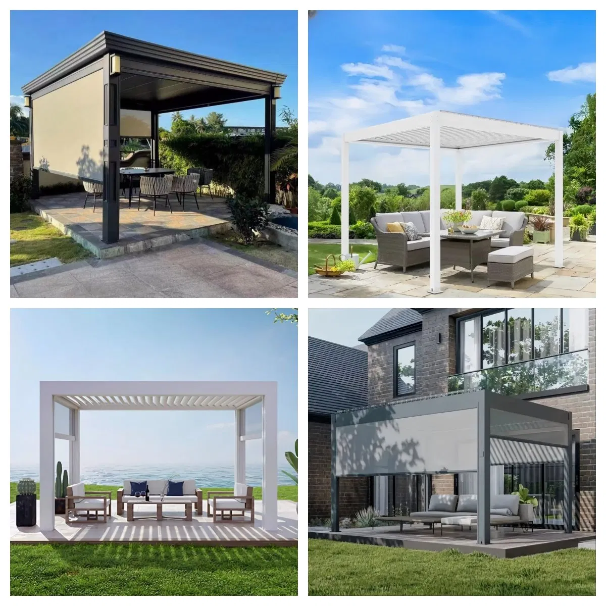 Outdoor Deluxe Adjustable Louvered Roof Aluminum Pergola