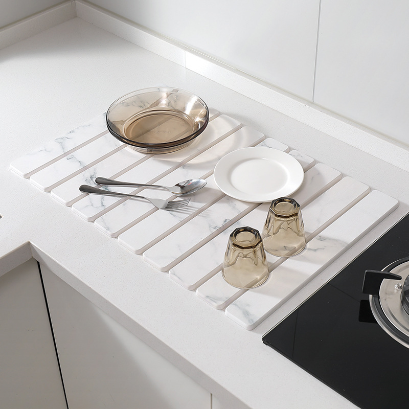 Modern Fast-Drying Diatomite Stone Bath Mat Set Non-Slip Heatproof Folding Stone Table Mats Kitchen Dining Customizable