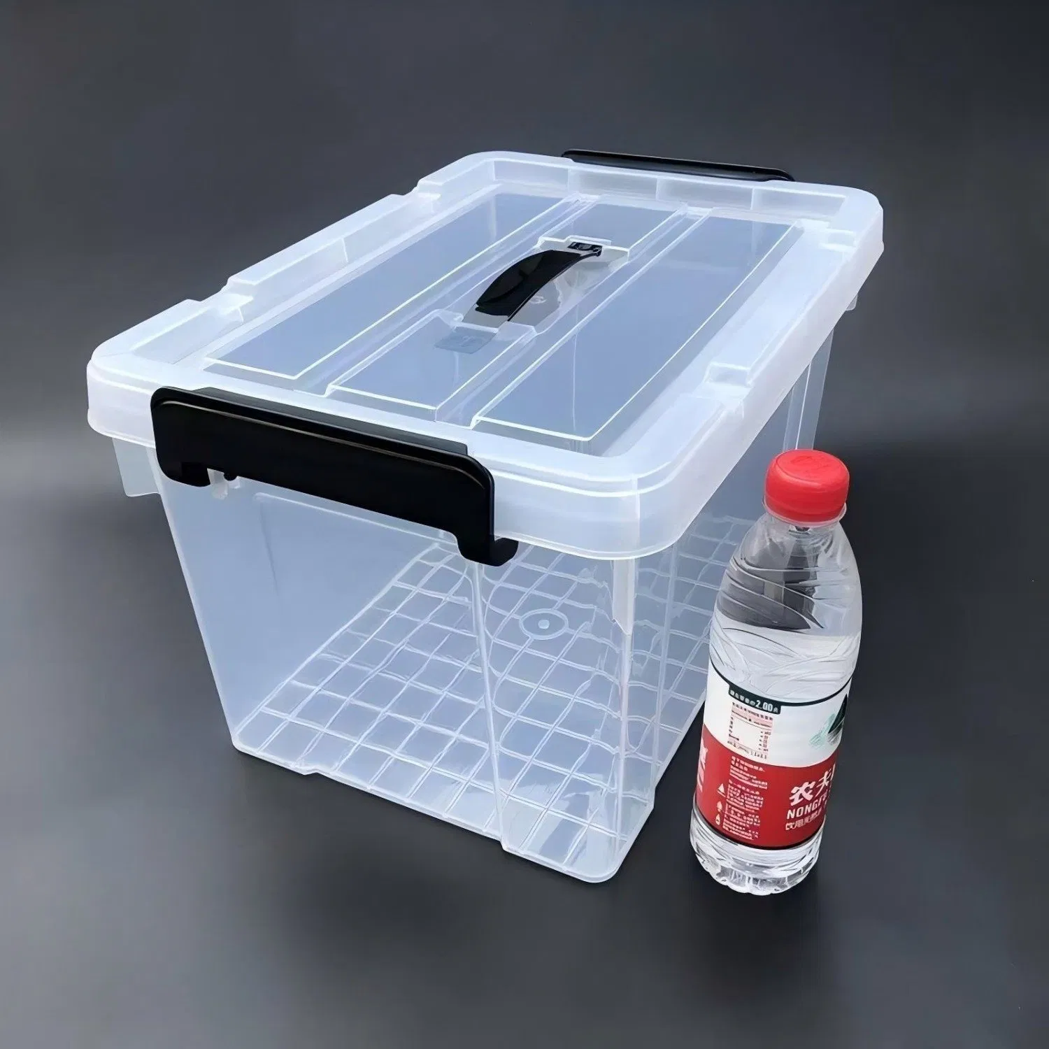 55 Litre Stackable High Transparency Large Space PP Plastic Storage Bin for Home Office Sundries Organizing