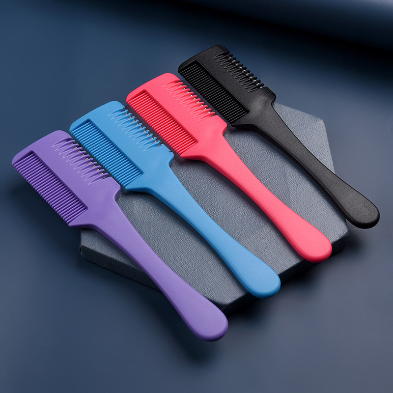 Hairdressing Haircut Brush Handle Razor Blade Hair Thinning Trimmer Comb