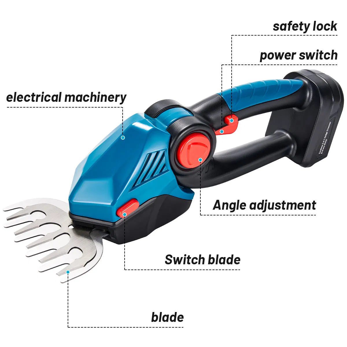 Cordless 21V Handheld Lithium Battery Hedge Trimmer for Lawn and Garden Pruning