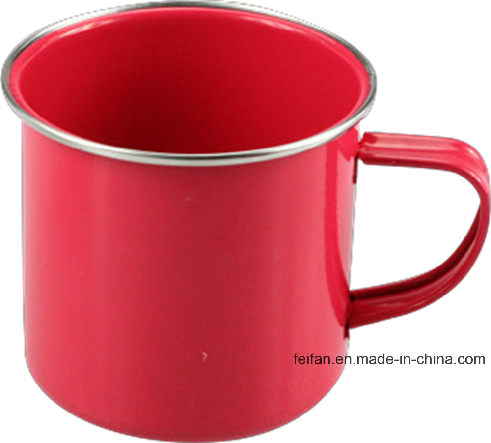 Plain Enamel Mug with Stainless Steel Rim Edge