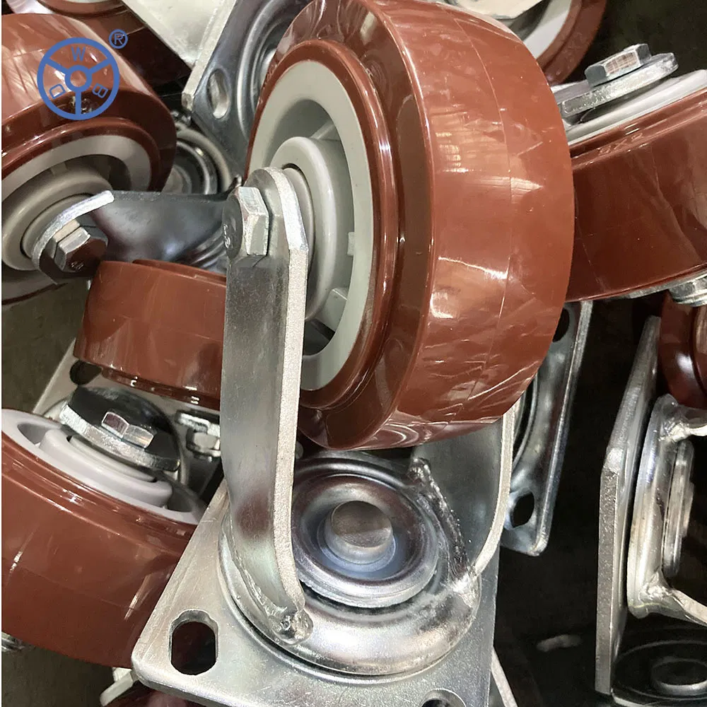 Wbd Caster Manufacturer Colson 4 5 6 8inch Polyurethane PU Wheel Rotating Caster Wheels with Side Brake