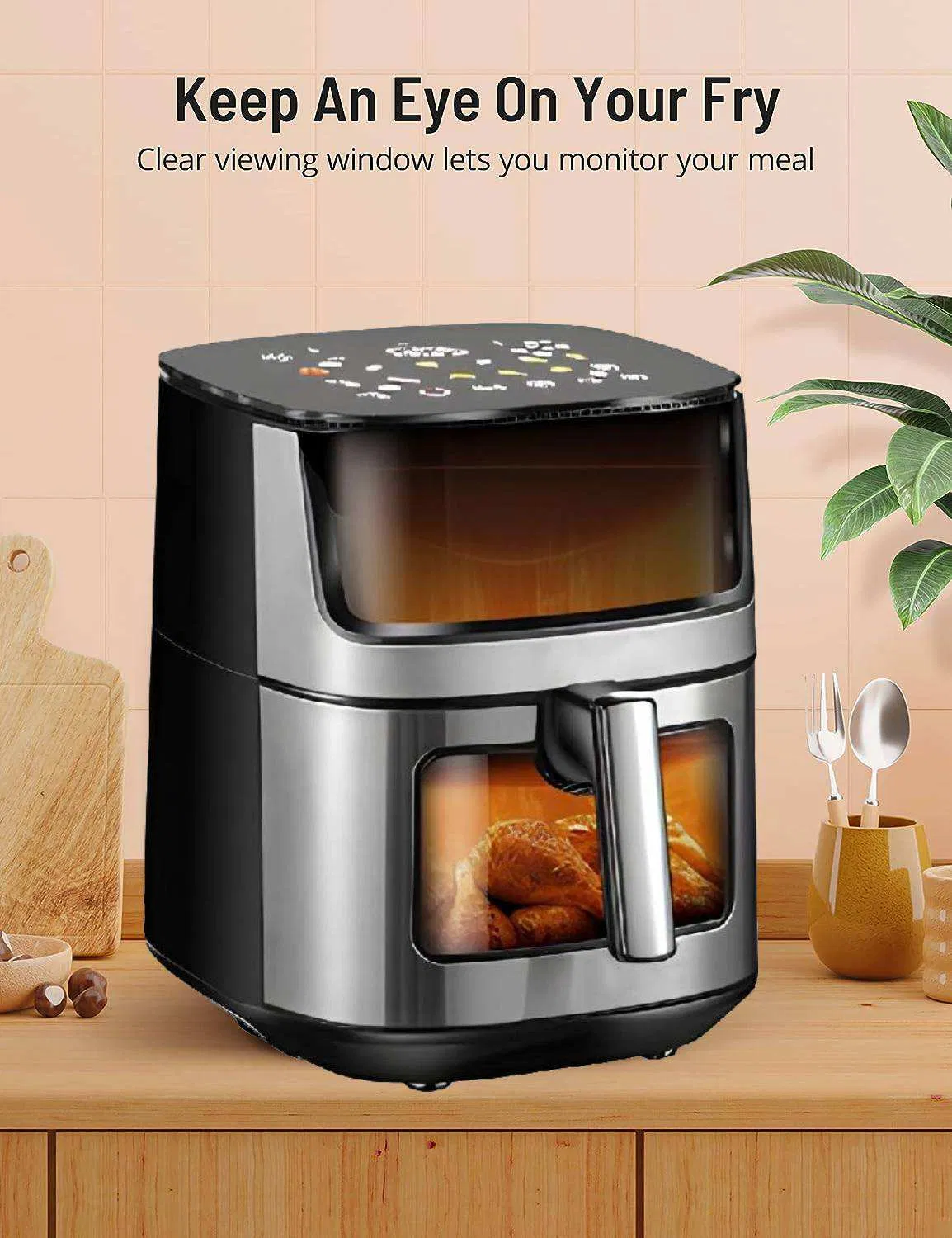 Electric Digital Air Fryer with 6L Nonstick Basket and Customized Colors