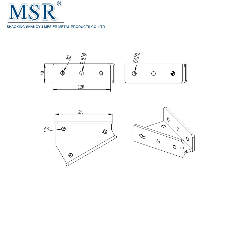 China Manufacturer RoHS OEM ODM 1204 Gp 60 Degree Stairway Assembly Set for Connecting Aluminium Pipe Anodized Pipe and Workbench Line
