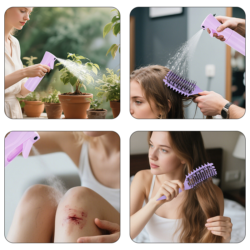 Hair Brush Purple Detangle Comb Spray Bottles Set for Hair Barber Set